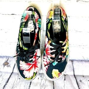 VANS Women's Tropical Hawaiian Print Black Pink Canvas Shoes Sneakers Size 6.5